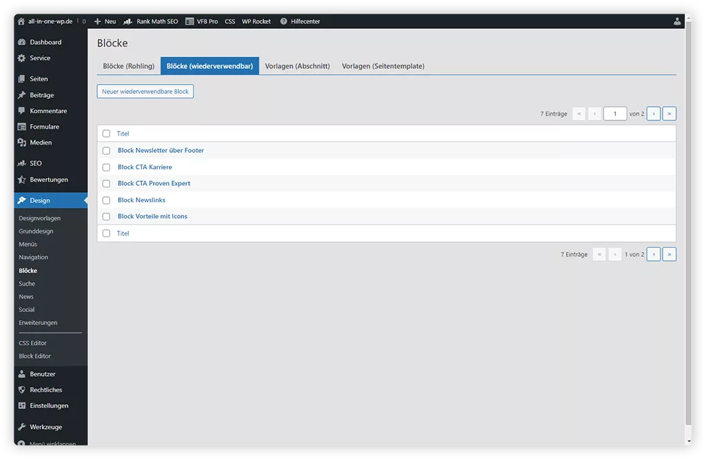 Wiederverwendbare Elemente