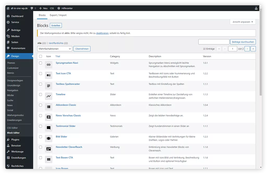 Block-Editor Übersicht