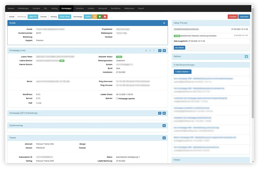 Hompages Oberfläche