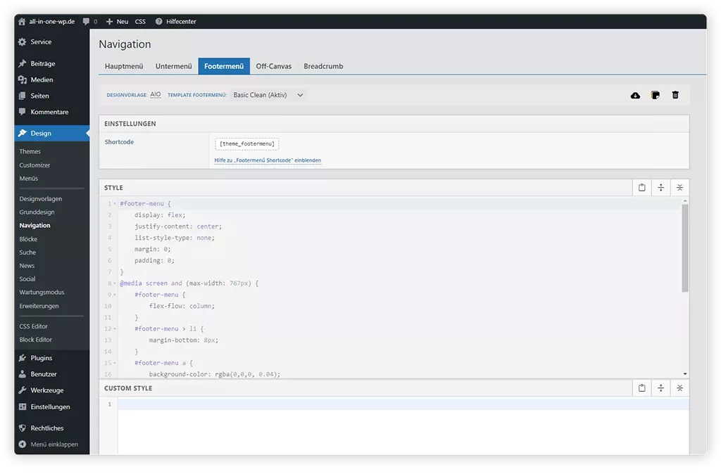 Template Footermenü